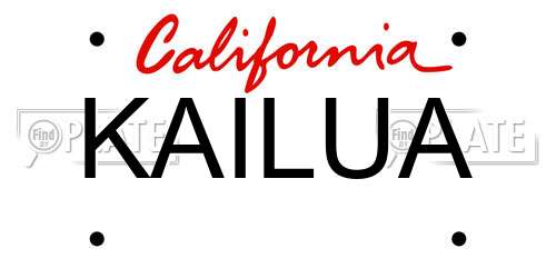 KAILUA California License Plate