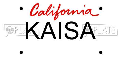 KAISA California License Plate