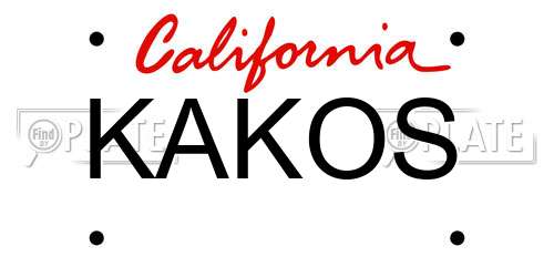 KAKOS California License Plate