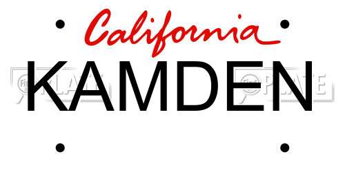 KAMDEN California License Plate