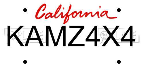 KAMZ4X4 California License Plate