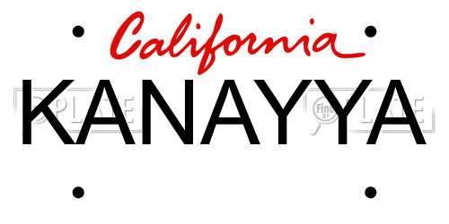 KANAYYA California License Plate
