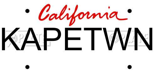 KAPETWN California License Plate