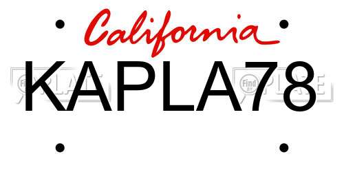 KAPLA78 California License Plate