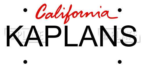 KAPLANS California License Plate