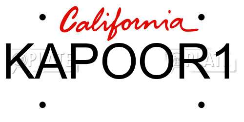 KAPOOR1 California License Plate