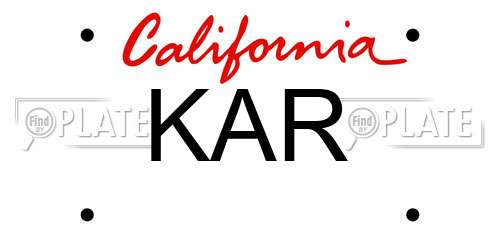 KAR California License Plate