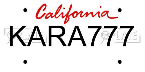 KARA777 California License Plate