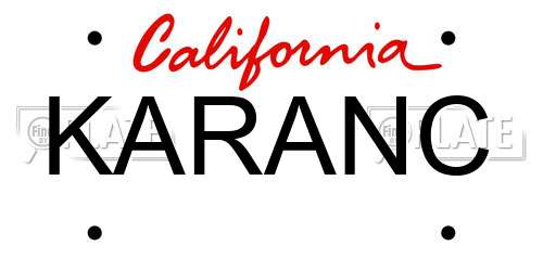 KARANC California License Plate
