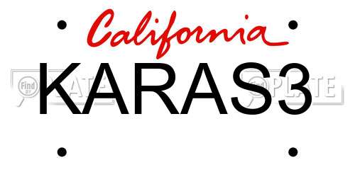 KARAS3 California License Plate