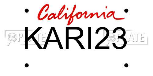 KARI23 California License Plate