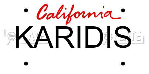 KARIDIS California License Plate