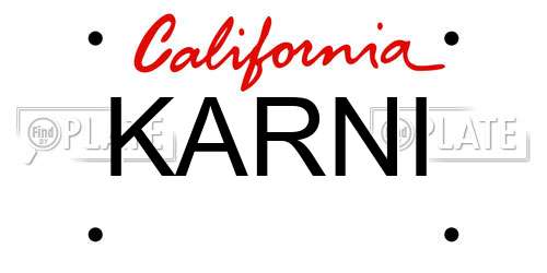 KARNI California License Plate
