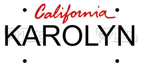 KAROLYN California License Plate