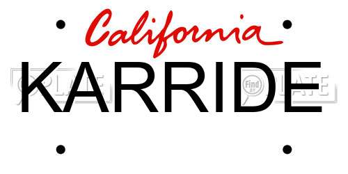 KARRIDE California License Plate