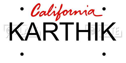 KARTHIK California License Plate