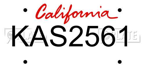 KAS2561 California License Plate