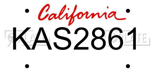KAS2861 California License Plate