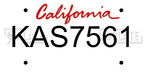 KAS7561 California License Plate
