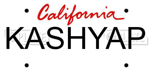 KASHYAP California License Plate
