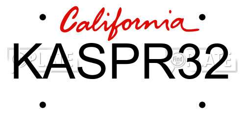 KASPR32 California License Plate