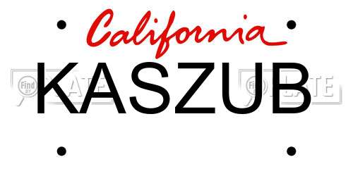KASZUB California License Plate
