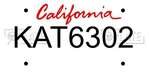 KAT6302 California License Plate