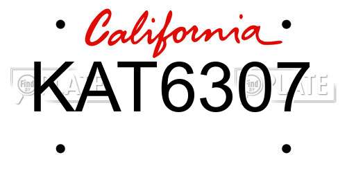 KAT6307 California License Plate