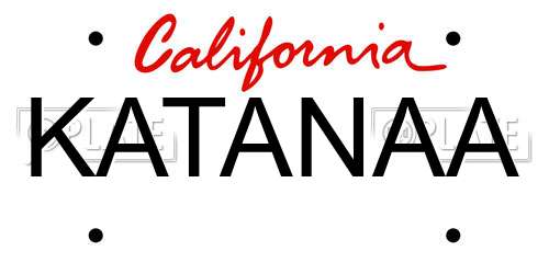 KATANAA California License Plate