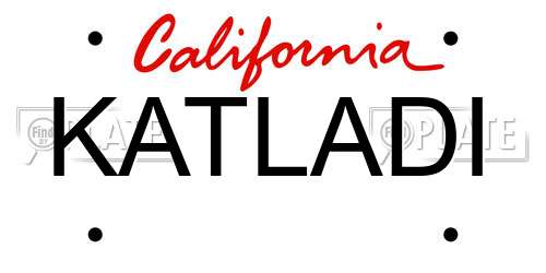 KATLADI California License Plate