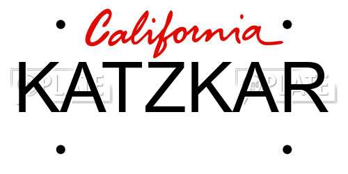 KATZKAR California License Plate