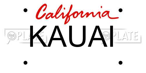 KAUAI California License Plate