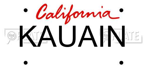 KAUAIN California License Plate
