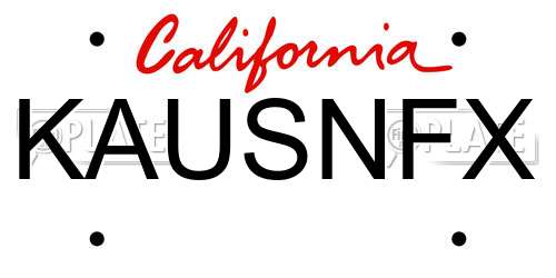 KAUSNFX California License Plate