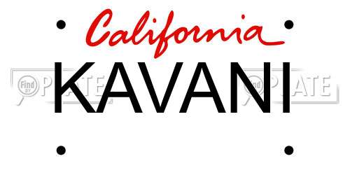 KAVANI California License Plate