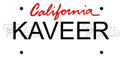 KAVEER California License Plate