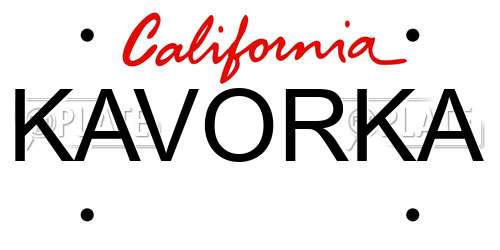 KAVORKA California License Plate