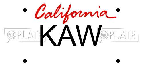 KAW California License Plate