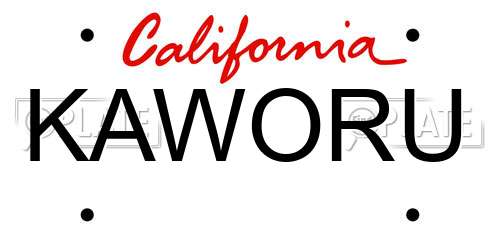 KAWORU California License Plate
