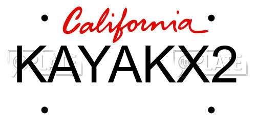 KAYAKX2 California License Plate