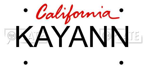 KAYANN California License Plate