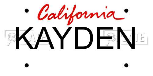 KAYDEN California License Plate