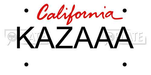 KAZAAA California License Plate