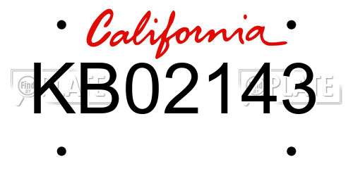 KB02143 California License Plate
