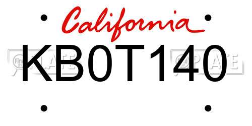 KB0T140 California License Plate