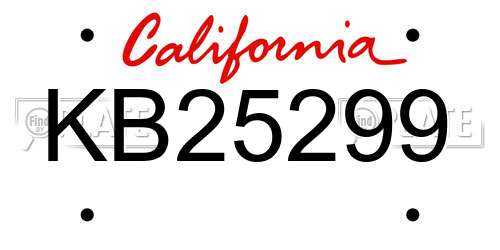 KB25299 California License Plate