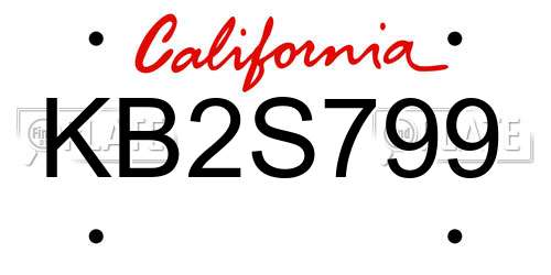KB2S799 California License Plate