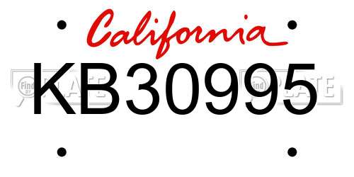 KB30995 California License Plate
