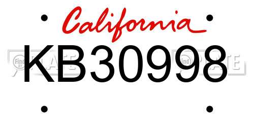 KB30998 California License Plate