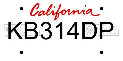 KB314DP California License Plate